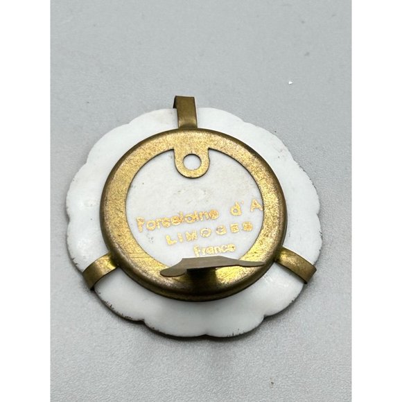 Vintage Decorative Limoges Miniature Plate Dish with Stand Holder Romantic Scene - Picture 4 of 6